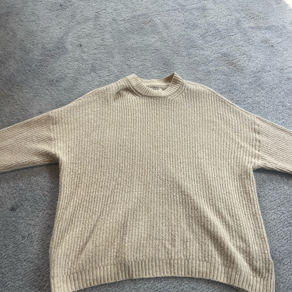 American Eagle Outfitters Tan Crewneck Sweater